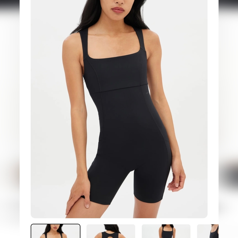 Girlfriend Collective Black Tina Open Back Onepiece